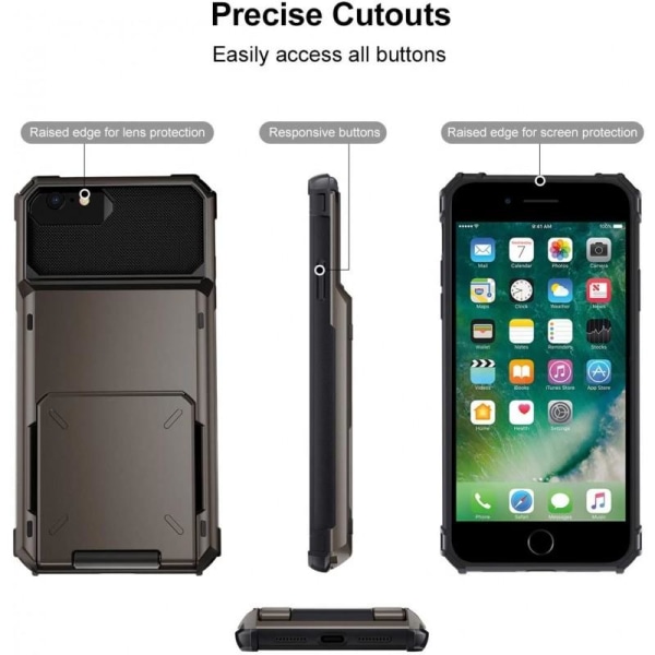 iPhone 6S/7/8/SE 2020 Stöttåligt Skal med Kortfack Void Black