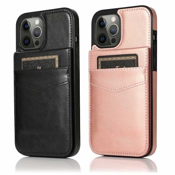 iPhone 12 Pro Max Mobile Cover -korttipidike 6-FACK Retro V3 Svart