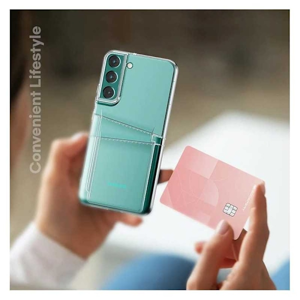 Samsung S21 Stöttåligt Skal med Kortfack V2 Transparent