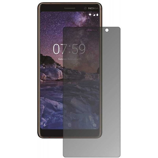 2-PACK Nokia 7 Plus Privacy Hærdet glas 0,26 mm 2,5D 9H Transparent