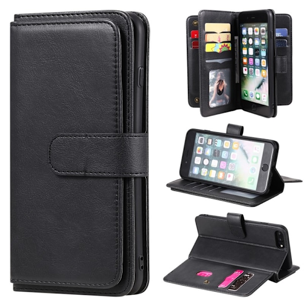 iPhone 6/6S Plus praktisk pung-etui med 11-bakker Array V2 Black