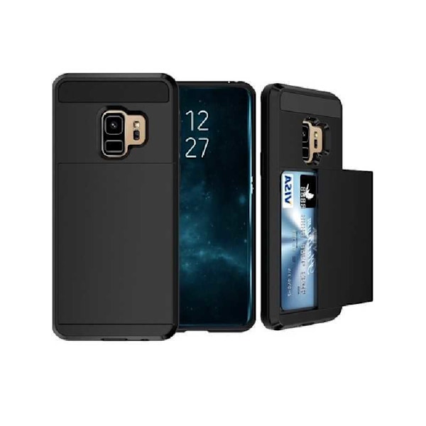 Samsung S9 Plus Iskunkestävä kansi korttilokerolla Svart