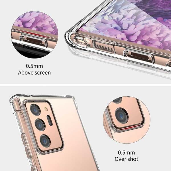 Samsung Note 20 iskuja vaimentava silikonikotelo Shockr Transparent