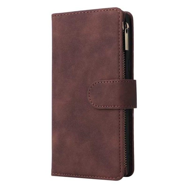 Google Pixel 6A multifunktionelt pung etui Lynlås 8-lomme Black