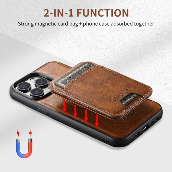 Suteni™ 2in1 Magsafe -kotelo korttitelineellä iPhone 12/12 Pro - tummanruskea