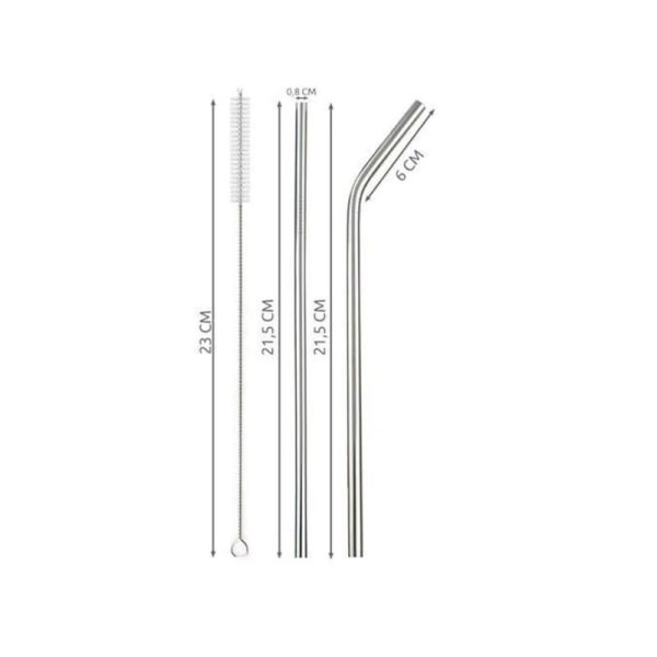 8-PACK Metal Straw ruostumatonta terästä Clean steel