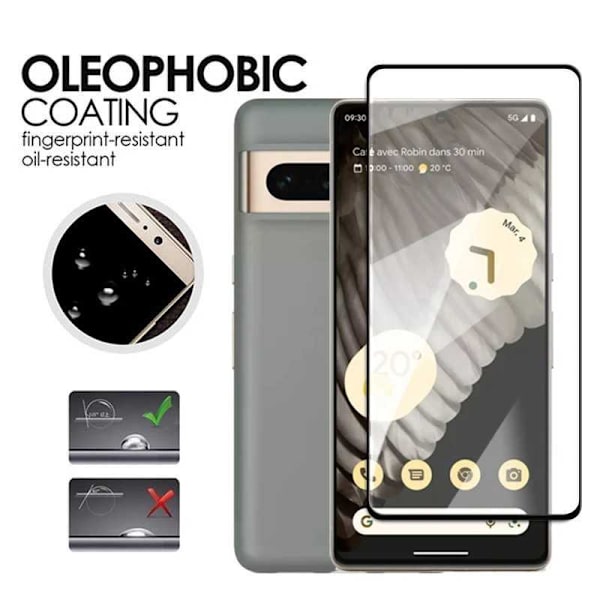 2-PACK Google Pixel 7a Härdat Glas 0.26mm 2.5D 9H Fullframe Transparent