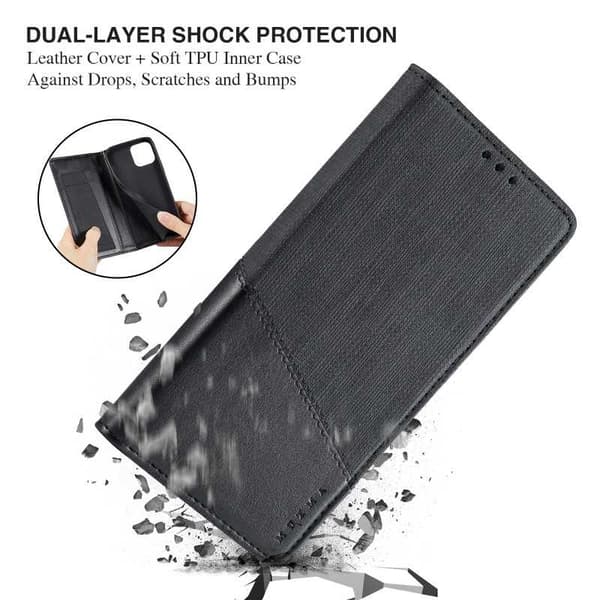 Samsung S21 Ultra Elegant -kotelo PU-nahkaa ja RFID-esto Black