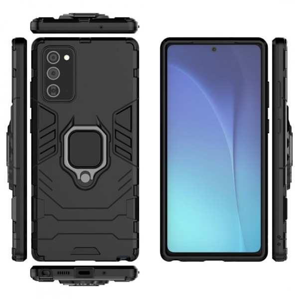 Samsung Note 20 iskunkestävä kotelo ThinArmor sormustelineellä Black