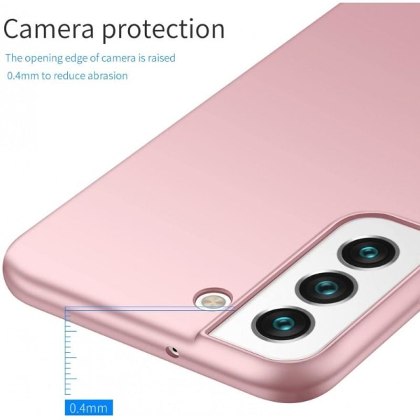 Samsung S22 Plus Ultratunn Gummibelagd Mattsvart Skal Basic V2 Pink gold