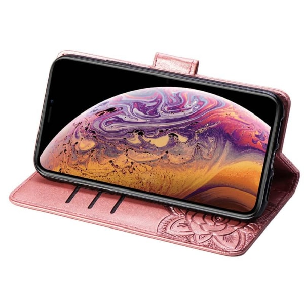 iPhone XS Max Plånboksfodral PU-Läder 4-FACK Motiv Fjäril Rosenguld