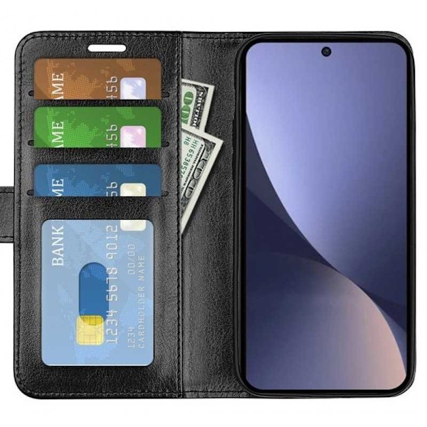 Xiaomi 13 Plånboksfodral PU-Läder 4-FACK Svart