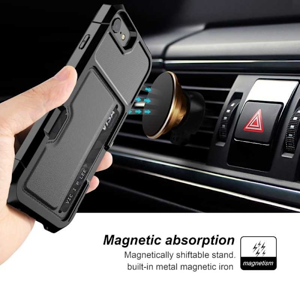 iPhone SE (2020 & 2022) Stødsikkert cover med kortrum Solid V2 Black