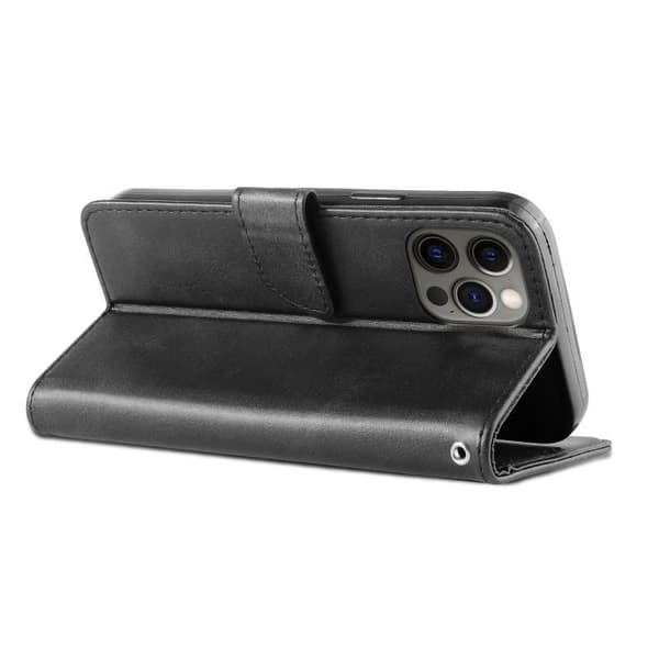 iPhone 15 Pro Wallet Case PU-nahkainen 4-POCKET Black