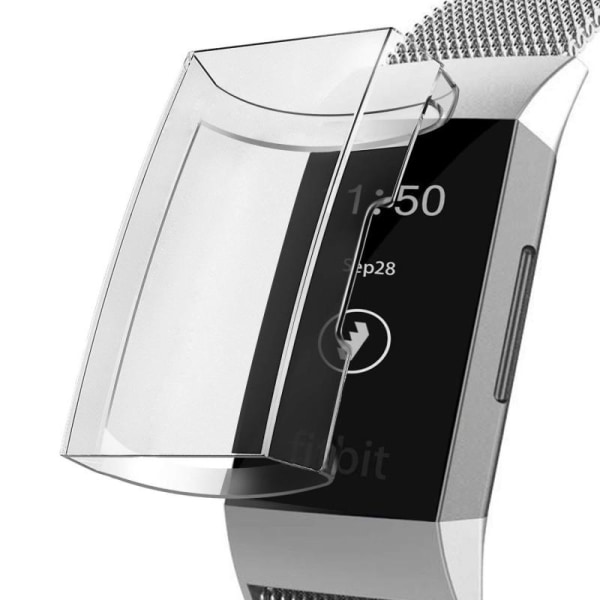 2-PACK Täyspeitto Ultrathin TPU Cover Fitbit Charge 3 Liquid Transparent