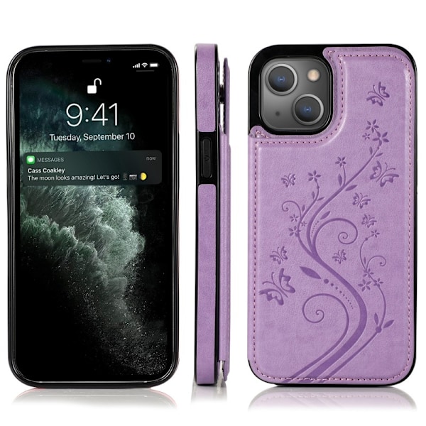 iPhone 13 Stöttåligt Skal Korthållare 3-FACK Flippr V2 - Lila