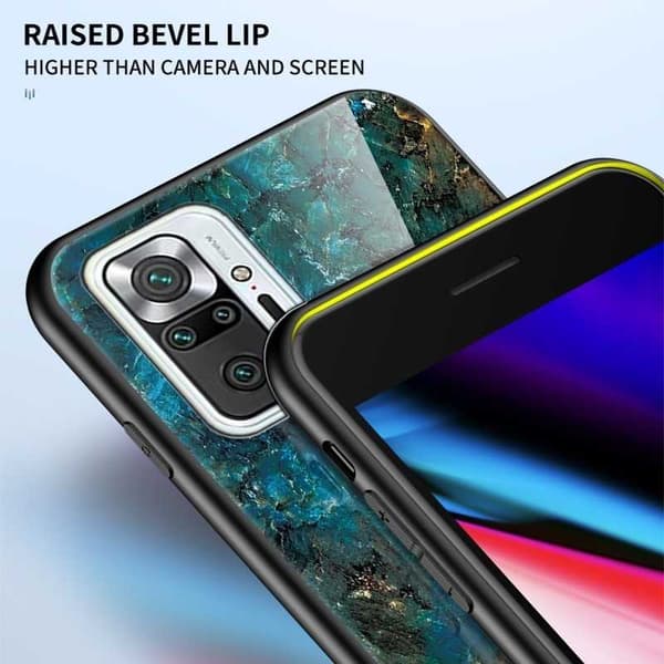 Redmi Note 10 Pro Marble shell 9H hærdet glasbagside Glassback V2 MultiColor Svart/Guld