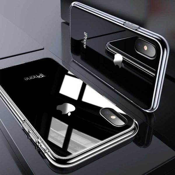 iPhone XR stødabsorberende skal 9H hærdet glas bagside af glas Transparent