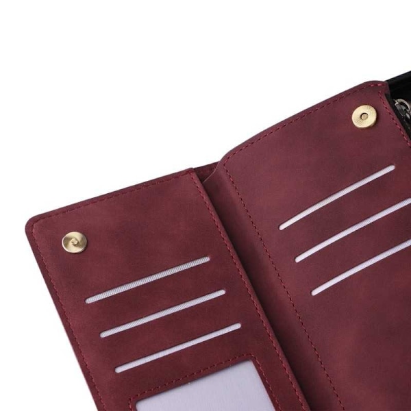 Samsung S22 Ultra Multifunktionellt Plånboksfodral Zipper 8-Fack Svart