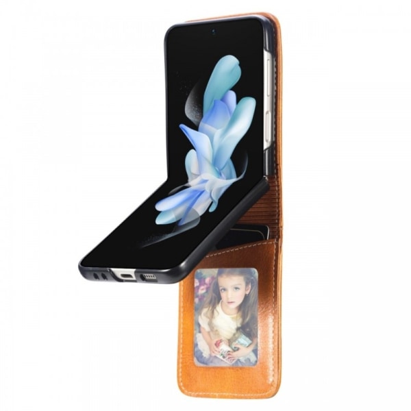 4-FACK Plånboksfodral Samsung Z Flip 5 - Ljusbrun