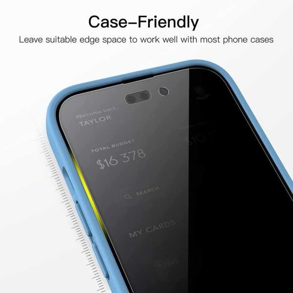 2-PACK iPhone 14 Pro Privacy Karkaistu lasi 0,26mm 2,5D 9H Transparent