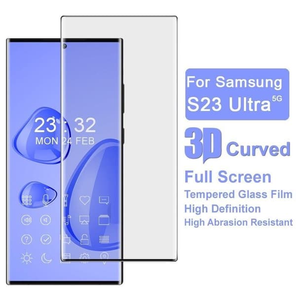 Samsung S23 Ultra Härdat Glas 0.26mm 3D 9H Fullframe Transparent