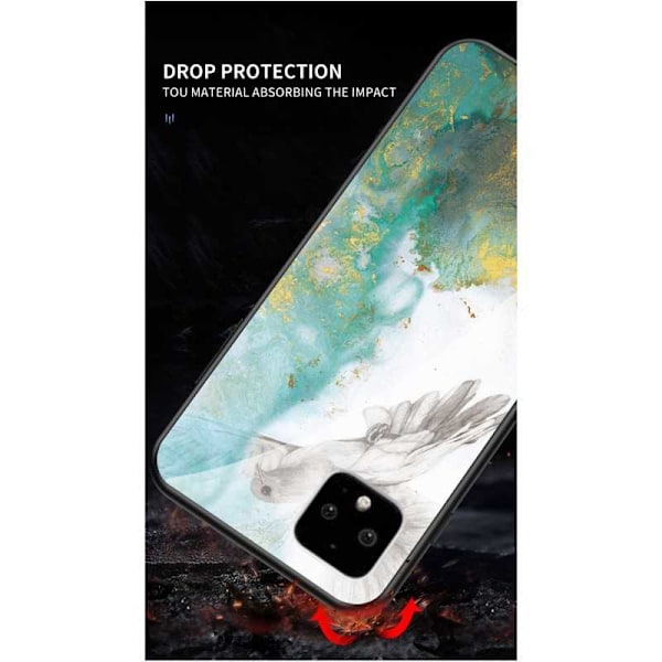 Google Pixel 4 Marble Shell 9H Tempered Glass Back Glassback V2 Black Svart/Guld