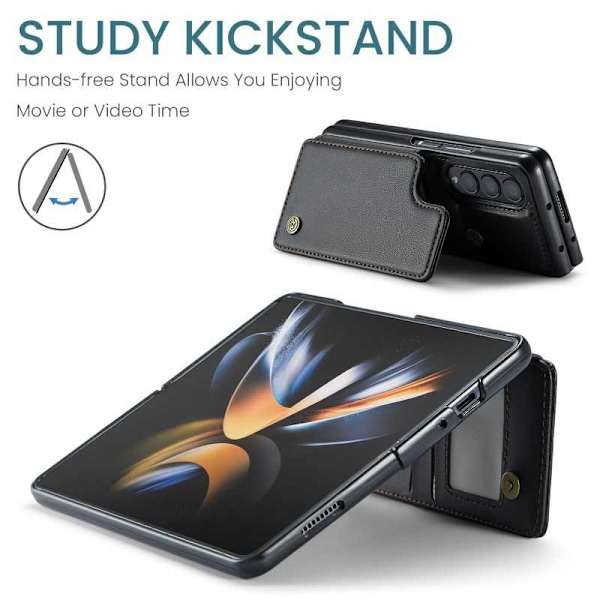 CaseMe Shockproof Cover Kortholder Stander 4-rums Samsung Z Fold 4 Sort