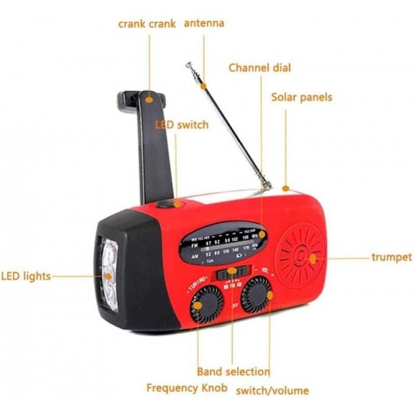 Vevradio med Solceller Ficklampa - 1200mAh Powerbank Grön