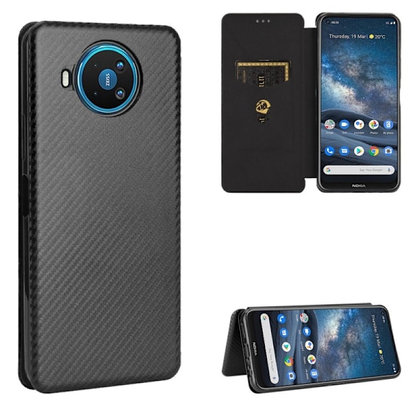 Nokia 8.3 Flip Case Cardrum CarbonDreams Black