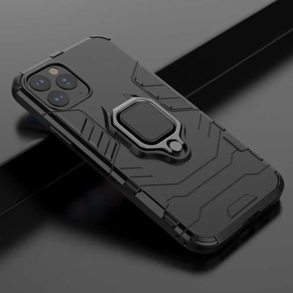 iPhone 12 Pro Max iskunkestävä kotelo rengaspidikkeellä ThinArmor Black