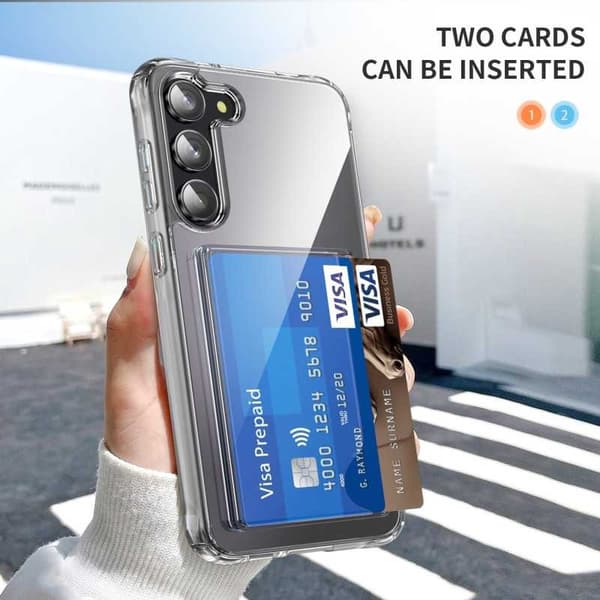 Samsung S23 Plus Iskunkestävä kansi korttilokerolla V3 Transparent
