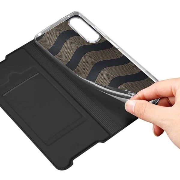 Xperia 10 IV Flipfodral Skin Pro med Kortfack Svart