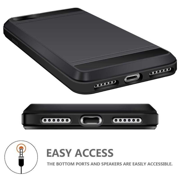 iPhone 7 Plus iskunkestävä kansi korttilokerolla Svart