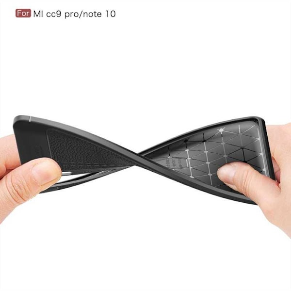 Xiaomi Mi Note 10 Lite Stötdämpande Skal LeatherBack Svart