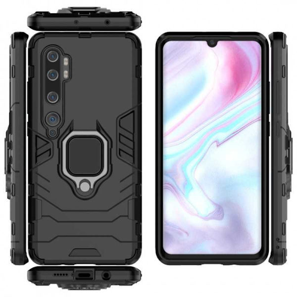 Xiaomi Mi Note 10/10 Pro iskunkestävä suojus sormustelineellä ThinArmor Black