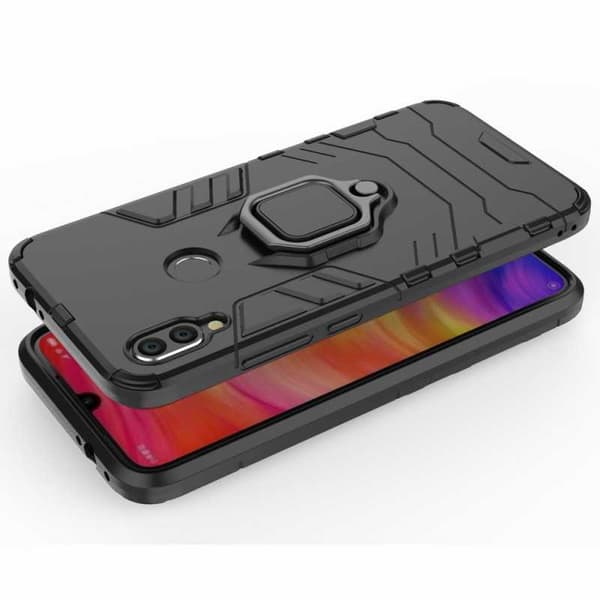 Xiaomi Redmi Note 7 Stöttåligt Skal med Ringhållare ThinArmor Svart
