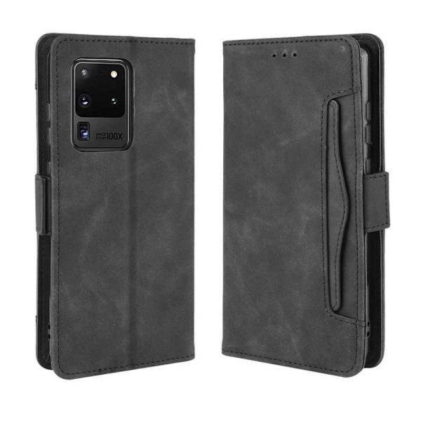 Samsung Galaxy S20 Ultra Wallet Case PU-nahkainen 6-TASKUN Winston V3 Black
