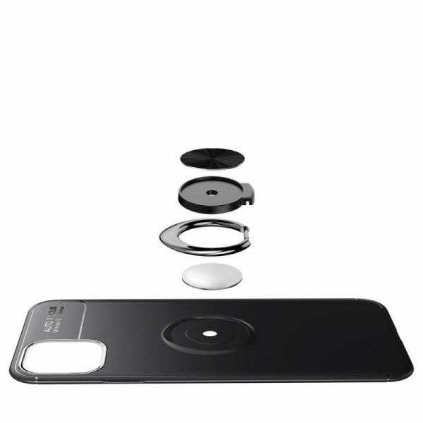 iPhone 12 Mini Käytännöllinen iskunkestävä kotelo sormustelineel Black