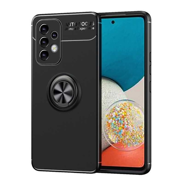 Samsung A53 5G Käytännöllinen iskunkestävä kotelo sormustelineellä V3 Black