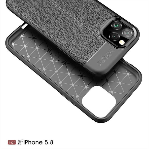 iPhone 11 Pro Max iskunkestävä ja iskuja vaimentava nahkainen selkäkansi Black
