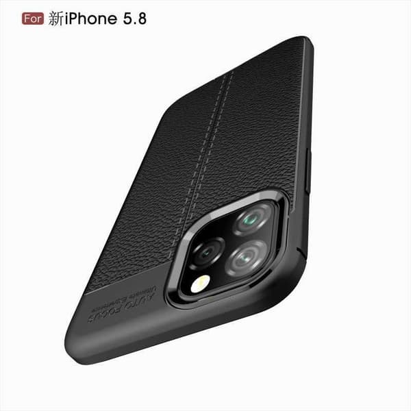 iPhone 11 Pro Max Stöttåligt & Stötdämpande Skal LeatherBack Svart