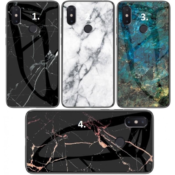 Huawei P20 Lite Marble Shell 9H hærdet glas bagside glas bagside V2 Black Svart/Guld