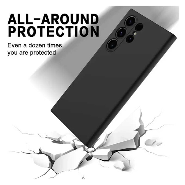 Samsung S24 Ultra Gummibelagd Mattsvart Skal Kameraskydd Liquid - Svart