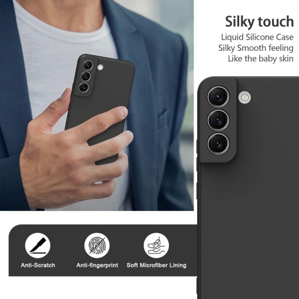 Samsung S21 Gummibelagd Mattsvart Skal Kameraskydd Liquid - Svar