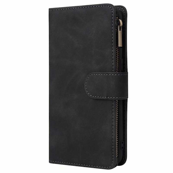 OnePlus 7 Multifunktionellt Plånboksfodral Zipper 8-Fack Svart