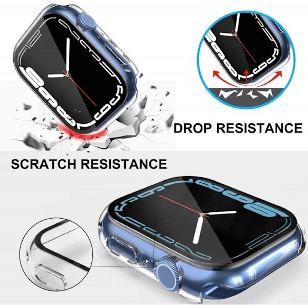 2in1 Stötdämpande Skal 9H Härdat Glas Apple Watch 41mm - Transparent