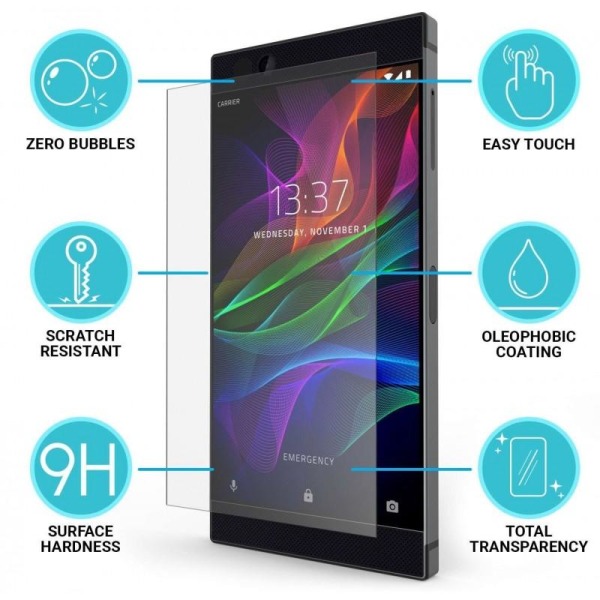 Razer Phone Karkaistu lasi 0,26mm 2,5D 9H Transparent