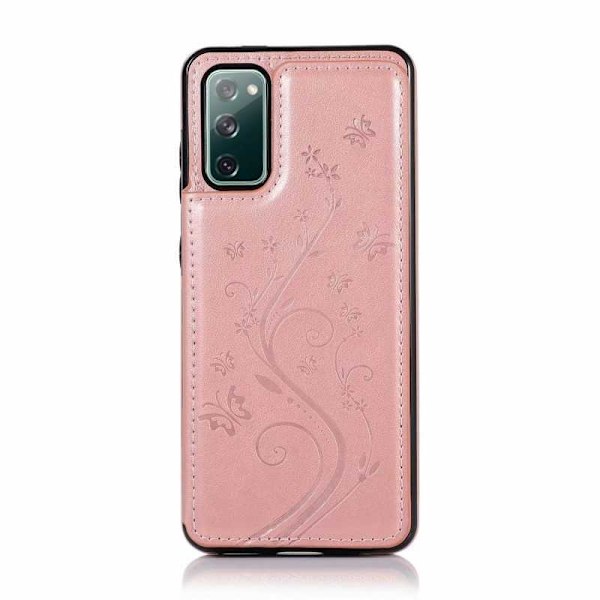 Samsung S20 FE Shockproof Cover Card Holder 3-SLOT Flippr V2 Pink gold