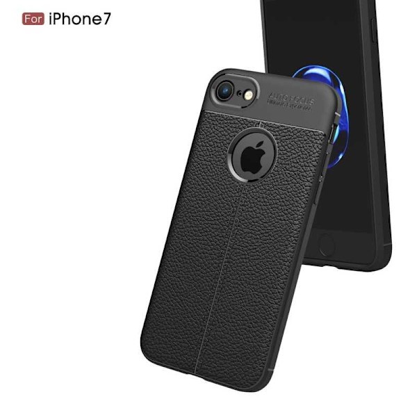 iPhone 8 Stöttåligt & Stötdämpande Skal LeatherBack Svart